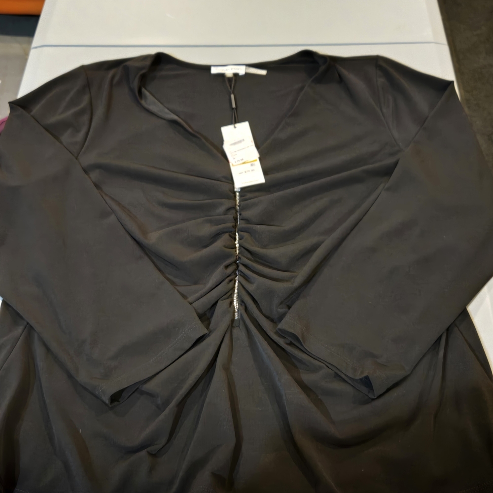 Calvin Klein Elegant Black Gathered Blouse (5c22)